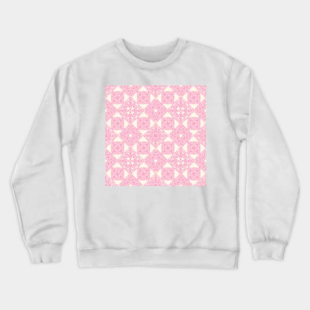 Pink granny squares over cream Crewneck Sweatshirt by marufemia